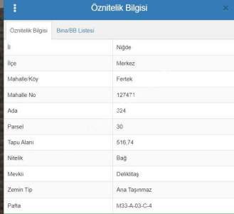 Niğde Merkez Fertek Köyü Duvarı Yapılı Satılık Arsa 7