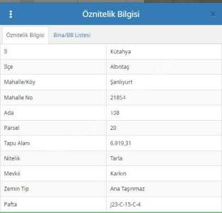 Emsalsiz Fiyat! Altıntaş Şanlıyurt'da 6.919M2 Tarla 20