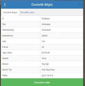 Kütahya Aslanapa Aslıhanlar Köyü 8911M2 Satılık Tarla 5